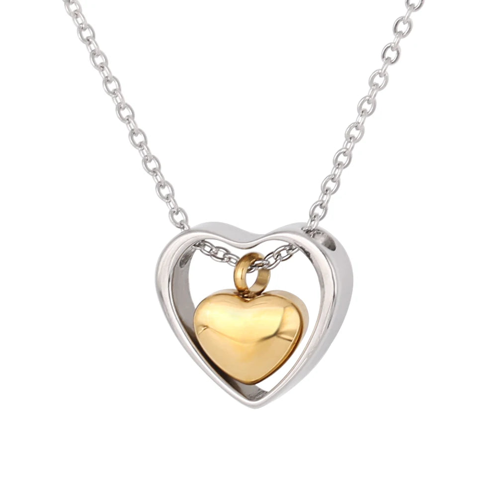 Halskette Keepsake Double Heart Love Urn Necklace Gold Plated Stainless Steel Commemorate Cremation Jewelry for Ashes