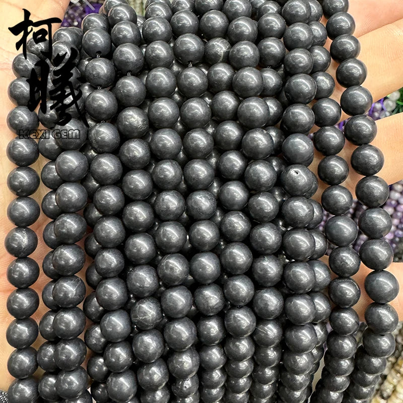 Authentic Natural Russia Shungite Gemstone Beads 6mm 8mm 10mm 12mm Smooth Round Loose Natural Russia Shungite