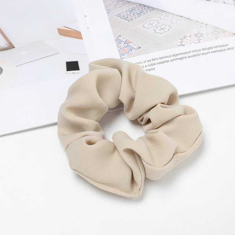 MIO 11cm Big Hair Band for Women Fashion Elegant Solid Color Elastic Hair Ponytail Holder Stripe Orange Hair Scrunchies