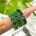 foxi Jewelry Iced Out 18K Gold Heart Emerald Zircon Brazilian Trend Engagement Ring