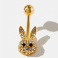 Premium 316L Surgical Stainless Steel Rabbit Navel Ring Piercing Gold Plated Fashion Piercing Jewelry