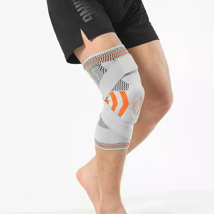 2022 Hot Sale Silicone Sport Knee Brace Double Bandage Breathable High Elastic Compression Protective Basketball Knee Support