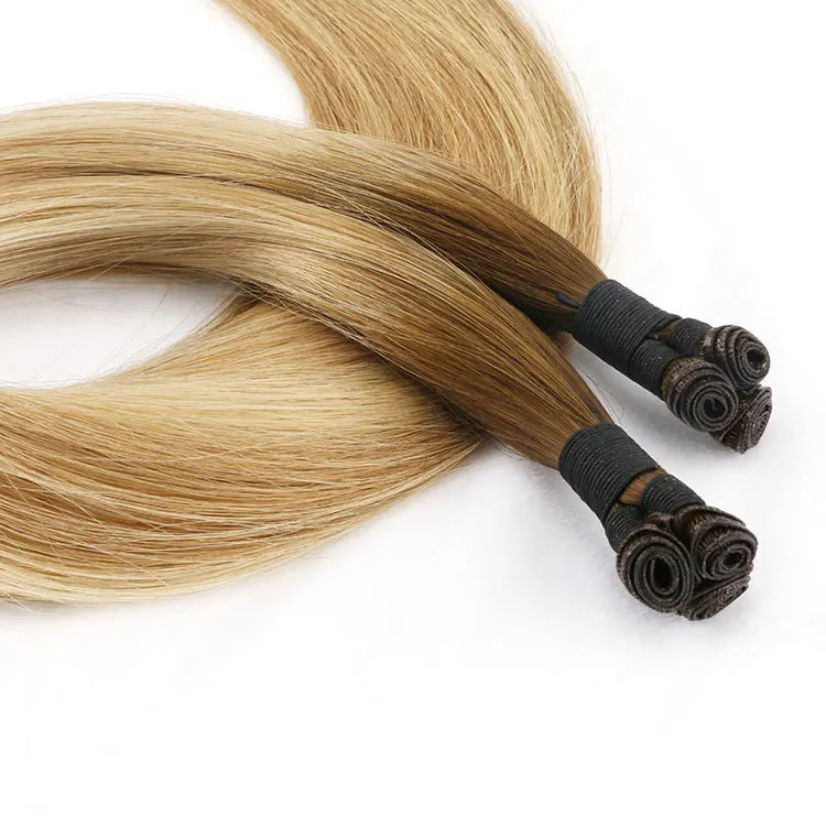 Famous Brand Quality Cuticle Intact Human Hair Extension Rooted Blonde Double Drawn Genius Weft