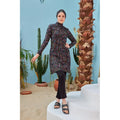 2024 New Leaf Digital Print Three-Piece Conservative Muslim Burkini Moderate Coverage Swimsuit for Plus Size Women