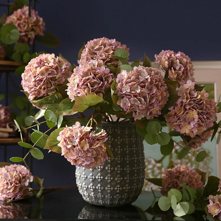 Wholesale Artificial White Real Touch Silk Single Head Hydrangea Flowers for Wedding Home Party Decoration