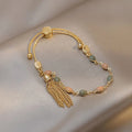 Fashion Vintage Pink Dripping Oil Bracelet Jewelry Women Gold Tassel Designers Friendship Bracelet Gifts