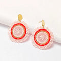 Handmade Colorful Beaded Drop Earrings for Women Boho Statement Beads Dangle Earrings Summer Beach Jewelry Gifts