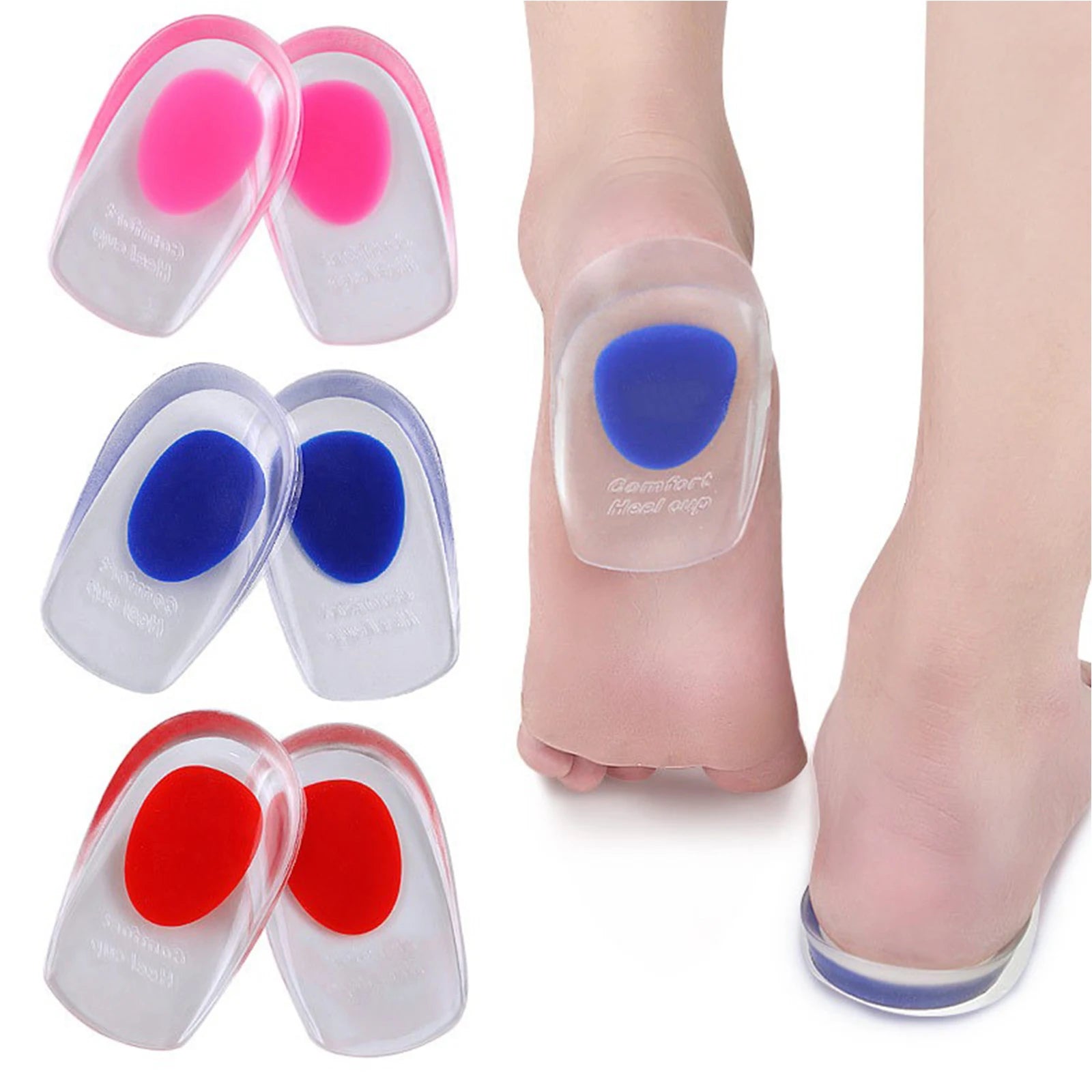 Factory Direct Sales Good Price Gel PU Sticky Pad Insoles for High Heel Plantar Fasciitis Heels Cup Blue Red One Size Fits All