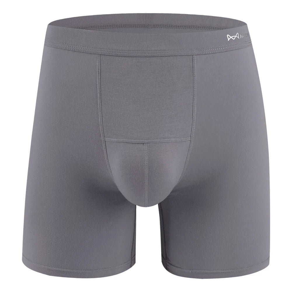High Quality Men's Underwear Plus Size No-Ride-Up Bamboo Shorts Mid-Rise Breathable Solid Color for Fat Guys