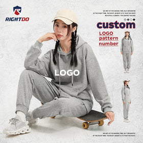 Custom Logo Wholesale Cotton Long Sleeve Winter Womens Used 2 Piece Jogger Casual Sweatshirt Sweatpants Hoodies and Pants Set