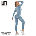 Liu Ming Wholesale Fashion Women Long Sleeve Gym Crop Top Sports Fitness Active Wear Workout Athletic Yoga Leggings Set