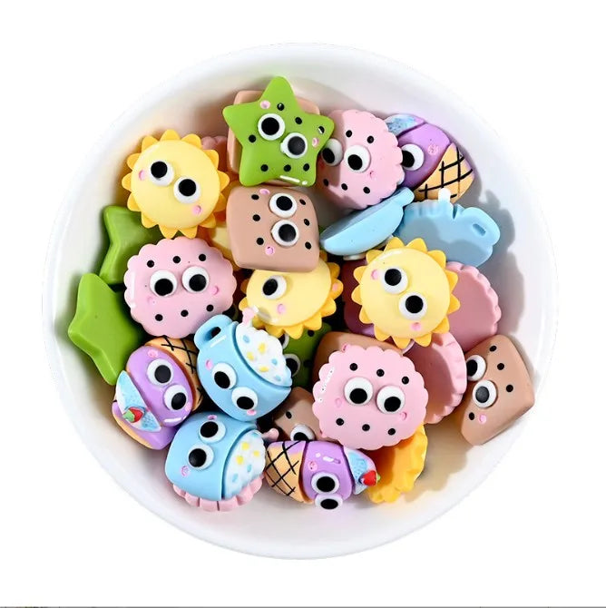 Cute Simulation Resin Sun Charm Bake Art Supply Decoration Big Eyes Cake Topper Mix Colorful Loose Beads Acrylic Plastic Lucite