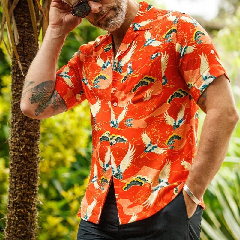 Custom Digital Printing Custom Oversized Short Sleeve Beach Shirt Vacation Hawaiian Shirts Button Down Shirt