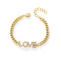 Brazilian love Letters Psj Brass Rhodium 18k Gold Plated Cubic Zirconia Adjustable Chain Link Bracelets for Women Men