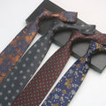 High End 1200 Needles Business Necktie for Men Floral Pattern Striped Tie for Wedding Parties