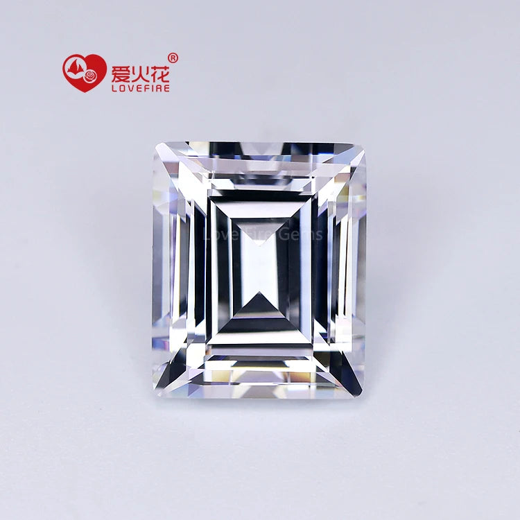 5A Grade White Rectangle Step Cut Cz Stones Full Sizes Synthetic Loose Cubic Zirconia