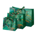 Custom Logo Elegant Wedding Green Marble Bags Thank You Gift Bags With Ribbon