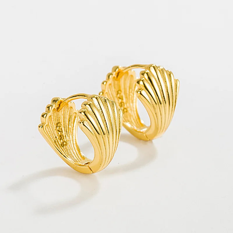 925 Sterling Silver Gold Seashell Hoop Earrings Women