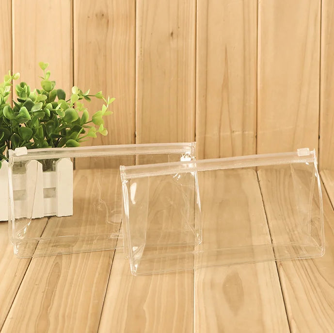 Large Fashionable Foldable Travel Cosmetic Bag Transparent PVC Reusable Wash for Toiletry Zipper Bag Waterproof Clear PVC Letter