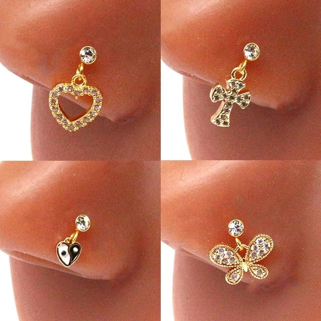 Gaby New Nose Piercing Cat Nose Ring Stainless Steel Dangle Nose Studs Helix Piercing Wholesale Body Piercing Jewelry