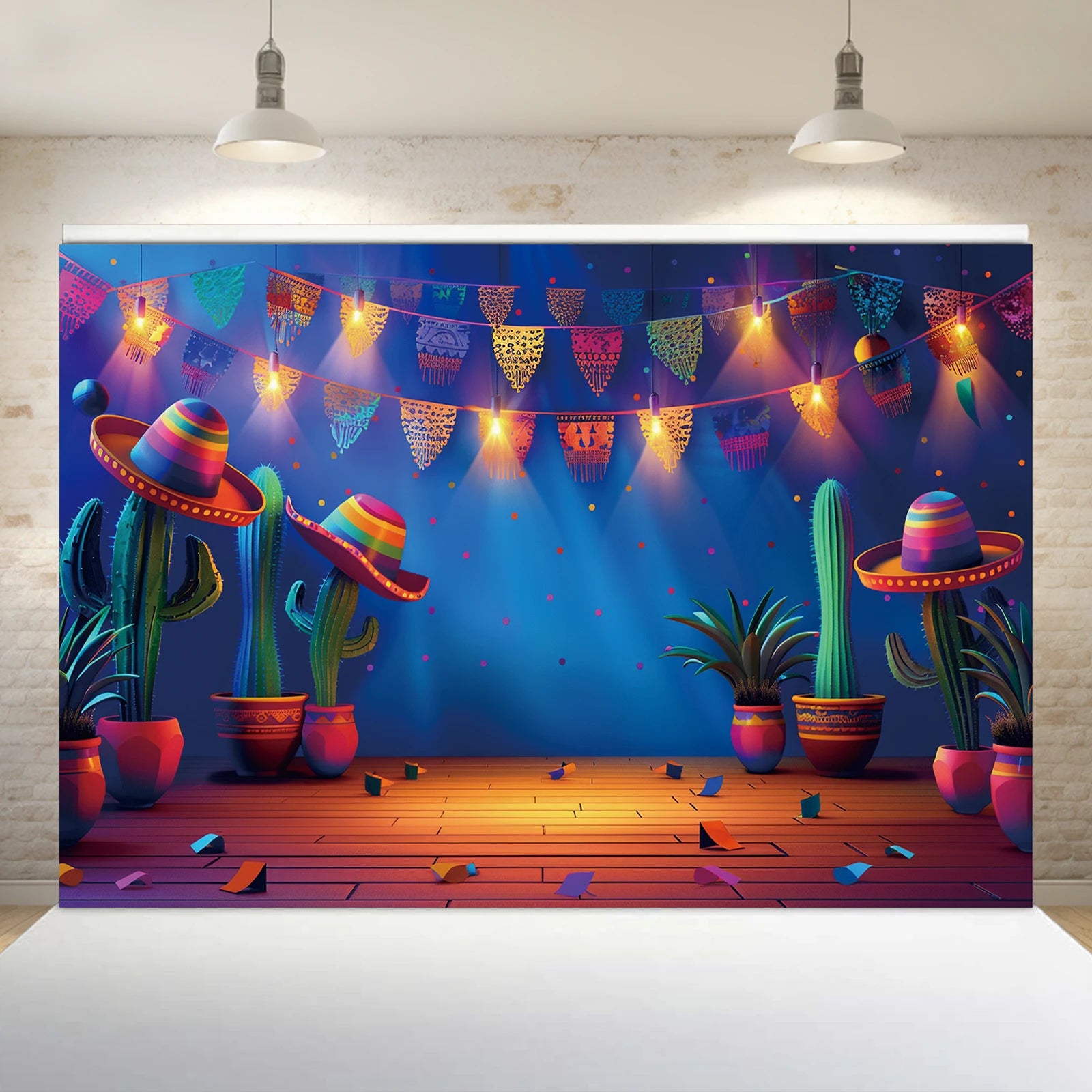 Mexican Fiesta Theme Modern Holiday Colorful Polyester 100X150cm Backdrop Banner Cloth Digital Printing Photography Party Garden