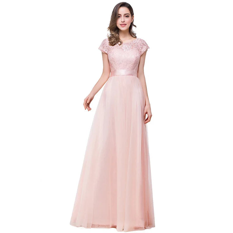 Party Wedding Bridesmaid Lace Long Maxi Ball Gowns Evening Prom Dresses