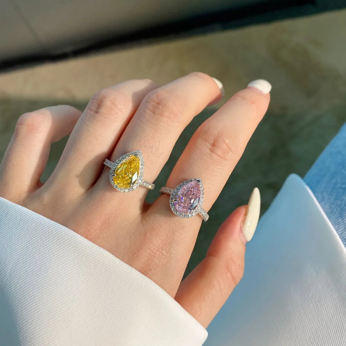 Dylam Engagement Ring for Women Wedding Crystal 925 Sterling Silver Jewelry Rings Custom Stone Gemstone Zirconia Moissanite