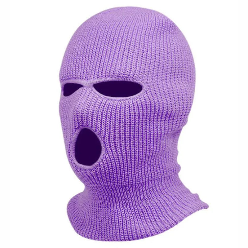 Adult Knitted Men's 3 Hole Balaclava Winter Ski Hat Custom Embroidery