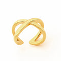 18K Gold Plated Simple Cross Line Ring Set Fashionable Inlay Stone Jewelry for Women Party Accessories Mainly Made of Brass