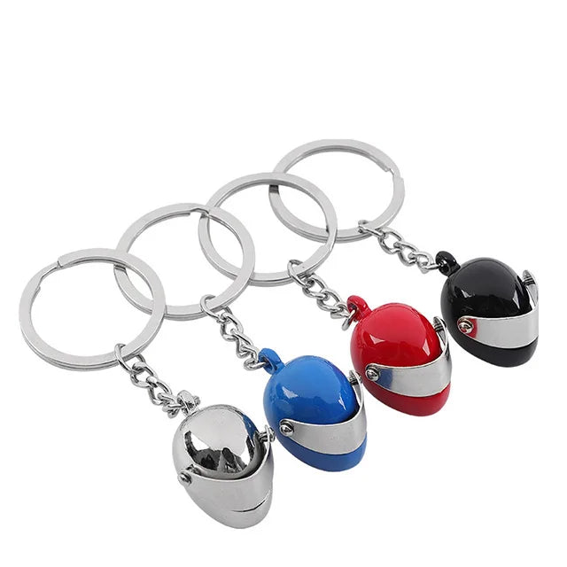 Fashion Mini Zinc Alloy Motorcycle Helmet Carabiner Keychain with Movable Sunshade and Laser Engraved Logo for Key Holder