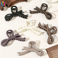 QIYUE Ribbon Shape Hair Claw Clip Matte Brown Plastic Hair Accessory with Strong Hold