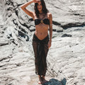 STOCK Designer Women 3Pieces Swimwear Bandeau Top Brazilian Swimsuit Sparkle Sarong Beach Sheer Cover Ups