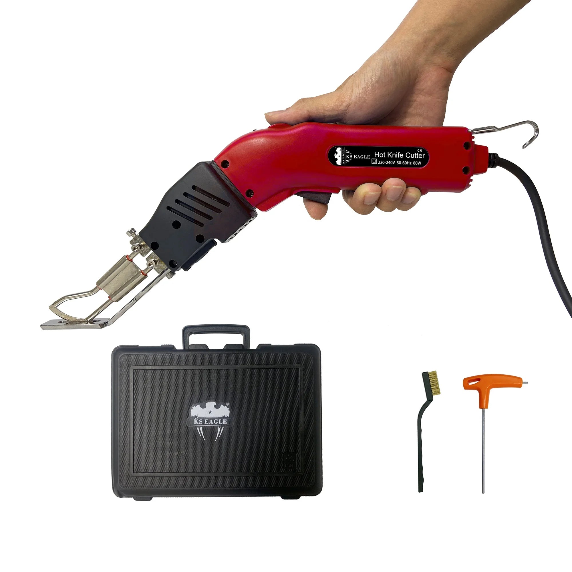 80W Electric Hot Knife Air-cooled Handheld Electric Cutting Knife 220V Wired 16 Gear Adjustment Fabric Rope Webbing Cloth Cutter