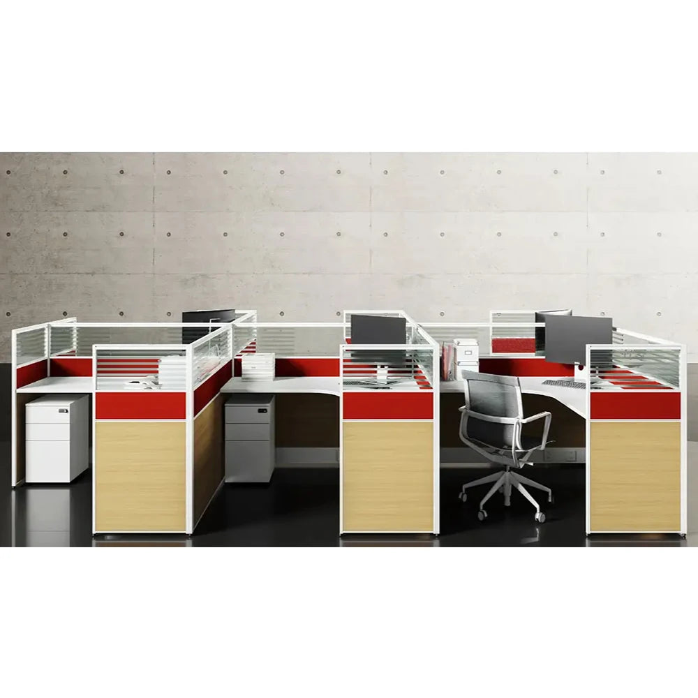 Hot Sale Modern Modular Wooden Office Workstation Aluminum Frame Panel Combination Cubicle Desk Commercial Use 5-Year Warranty