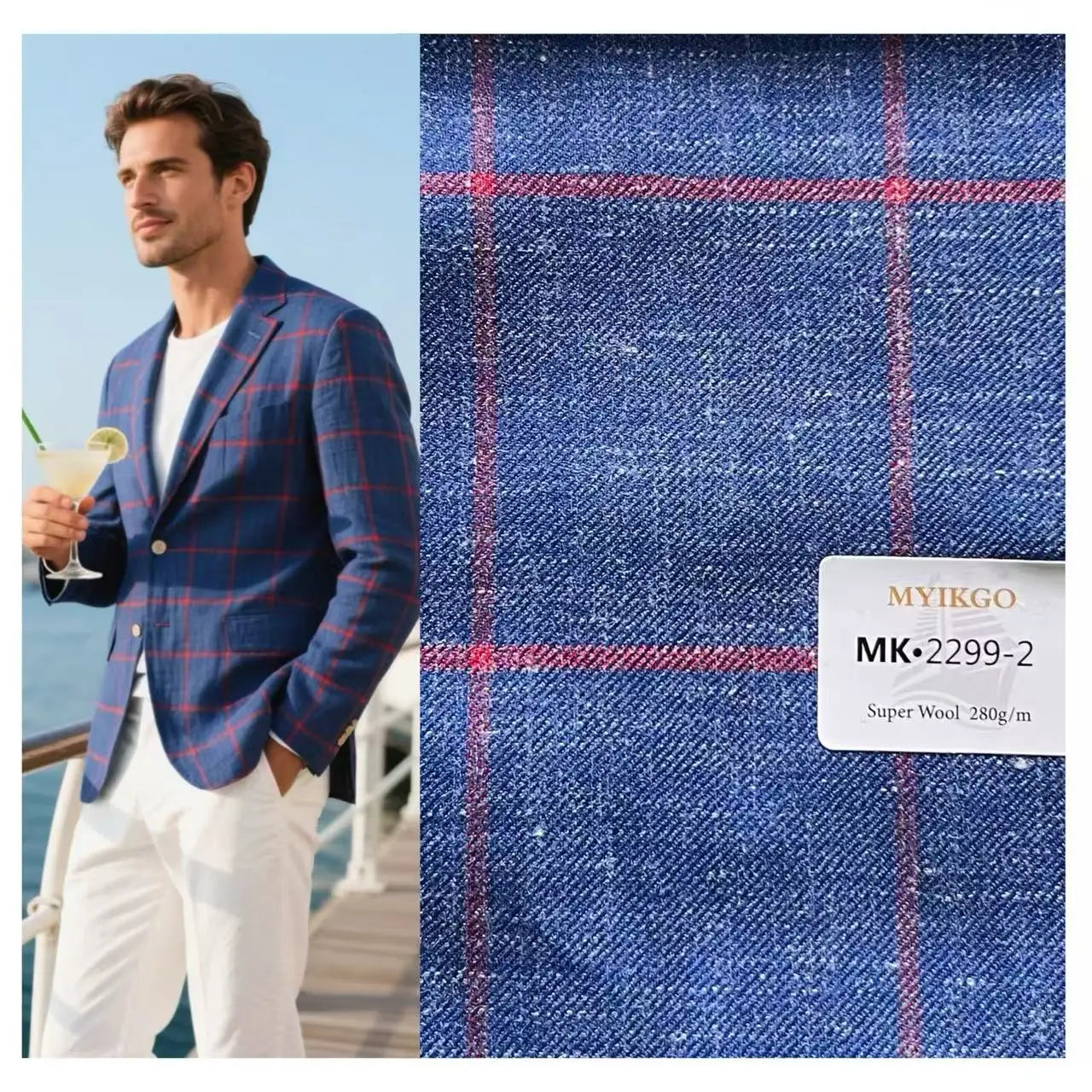 Italian Casual Style 280gsm 80% Merino Wool 15% Linen 5% Silk Worsted Wool Fabric for Casual Summer Suits