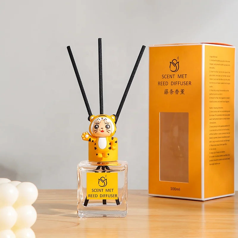 Hot Sale 100ml Reed Diffuser Air Freshener Cartoon Cute  Unique Design Home Office Fragrance Reed Diffuser Box Packaging