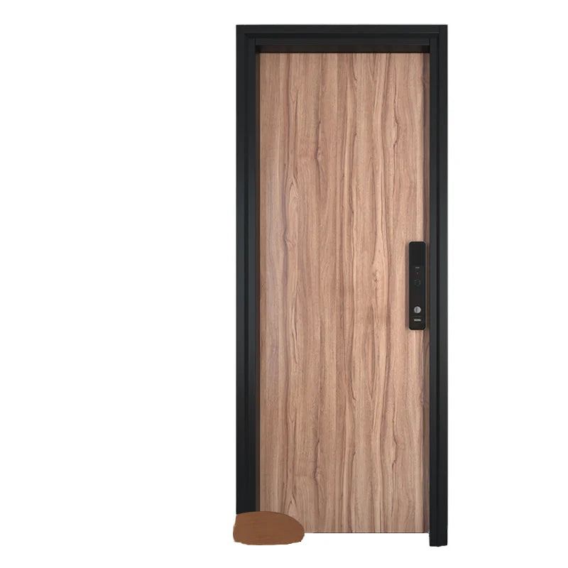 Home Modern Manual Intelligent Anti-Theft Steel Wood Composite Door High Safety Fire Smoke Finished Wood Grain Entry