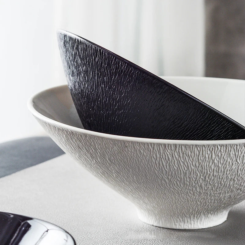 Creative Big Capacity Ceramic Soup Bowl Frosted Sweet Dessert Ramen Noodle Salad Mixing Bowl Home Restaurant Tableware Microwave