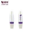 SLY003-4ML Clear Flat Shaped Empty Lip Glaze Container With Purple Wand White Brush Plumper Packaging for Cosmetic