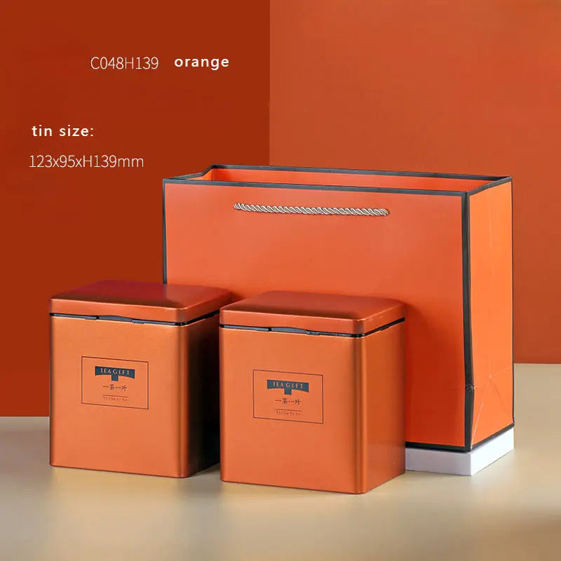 Custom Logo Large Size Metal Packaging Tin Box With Hinged Lid Airtight Tea Tin Canister Metallic Container Can for Loose Tea