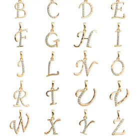 Wholesale Custom 18K Gold Plated Initial Letter Charm Cubic Zirconia Alphabet Pendants for Jewelry Making Dijes Collar De Letras