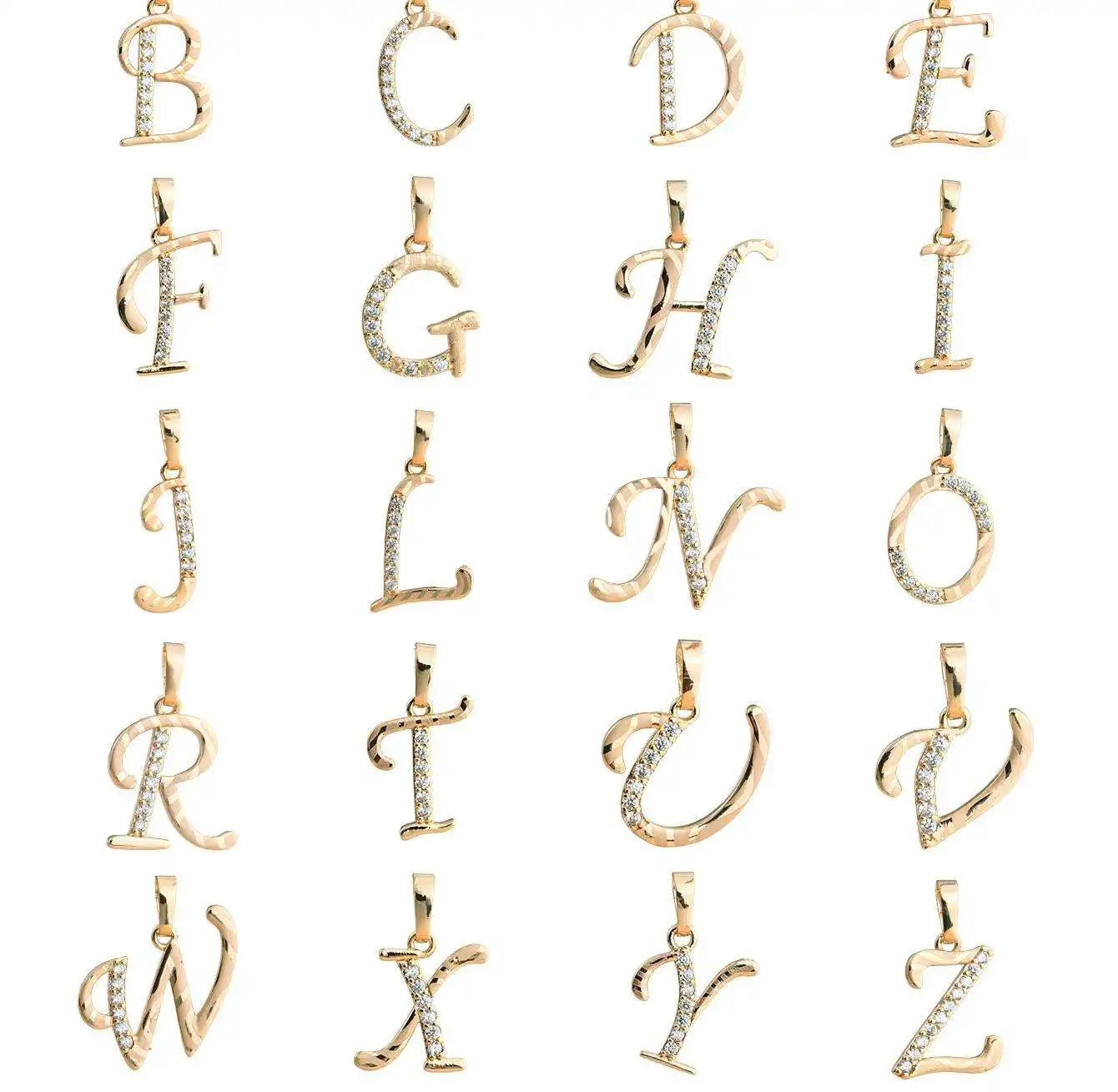 Wholesale Custom 18K Gold Plated Initial Letter Charm Cubic Zirconia Alphabet Pendants for Jewelry Making Dijes Collar De Letras