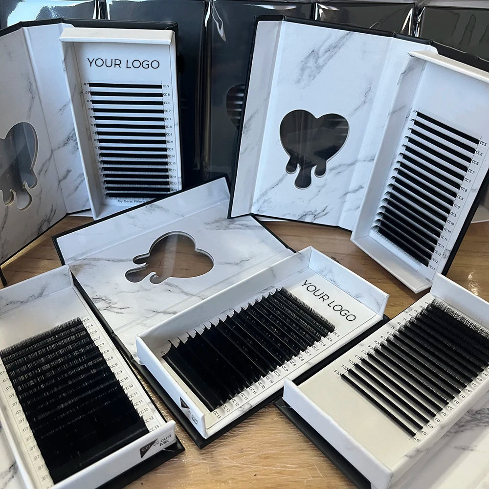 Wholesale Private Label Vegan Handmade Natural Long 0.03 0.05 0.07 Mink Individual Volume Lash Extension Matte Black Eyelash