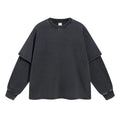 Yingling Streetwear Custom Screen Printing Double Layer T Shirt Splicing Two Piece Long Sleeved Boxy Fit 100% Cotton Tshirt