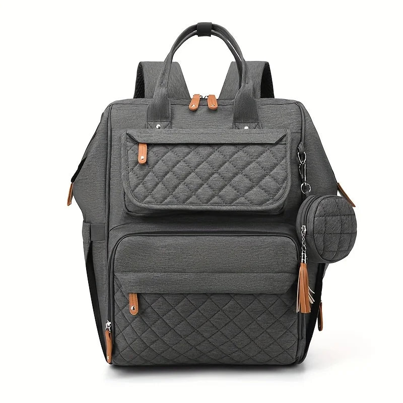 Large Capacity Waterproof Backpack Diaper Bag for Mommy and Baby Polyester with Aluminum Foil Insulation for Milk Storage