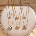 New Colorful 18K Gold Plated Titanium Steel Necklace Enamel Finish 3A Zircon Inlaid Slide Barrel Gift Pendant Necklace for Women