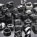 DAIHE Titanium Steel Fashion Men Hip Hop Ring Simple Multiple Geometric Solid Ring for Man