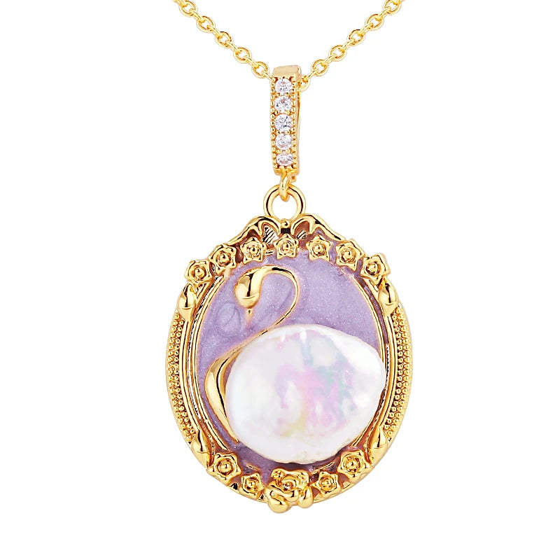 Wholesale Baroque Pearl Swan Natural Freshwater Pearl Necklace Jewelry for Women