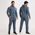 Mens Running Jacket and Pants Set Gym Clothing Two Piece Sportswear Men Autumn Spandex Polyester Tracksuits