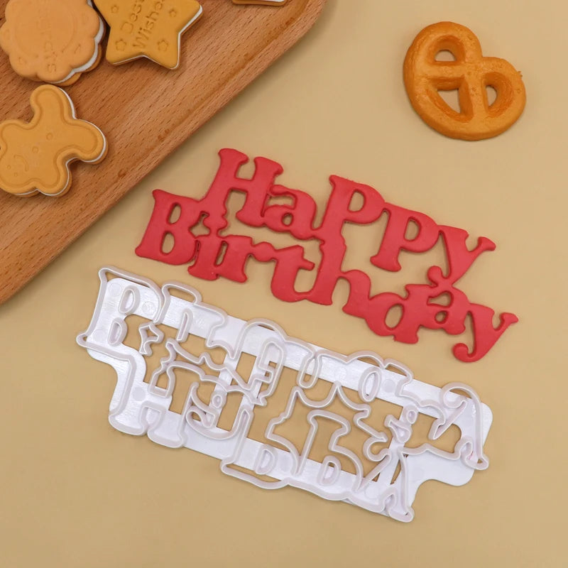 Happy Birthday Cookie Cutter Fondant Cake Decoration Mold Baking Decoration Tools